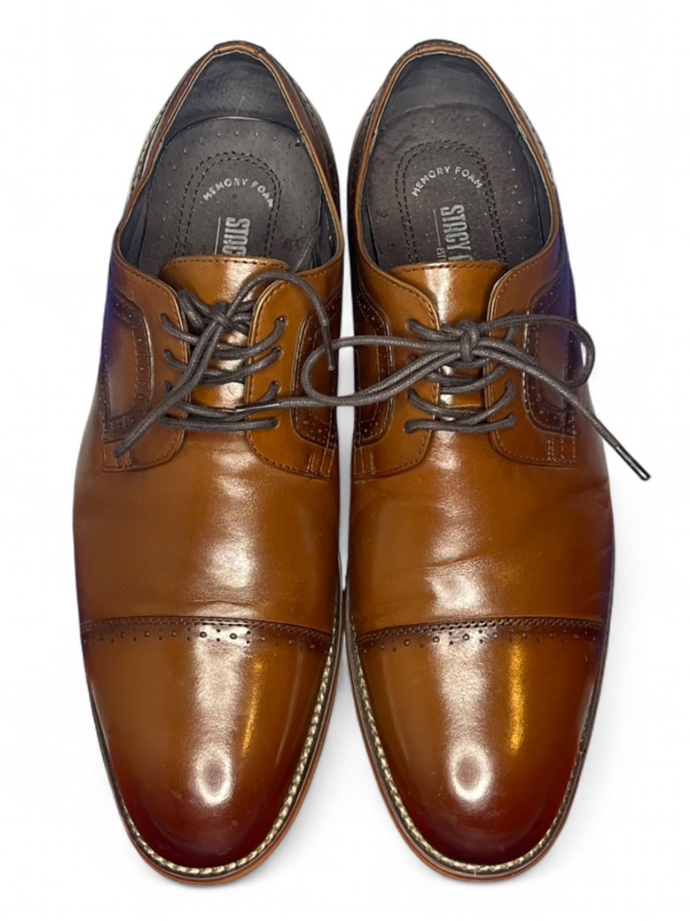 Stacy Adams Size 10 Men's Dickinson Cap Toe Oxford Shoe Cognac 12 D Shoes - Picture 2 of 15